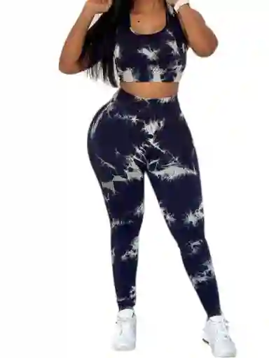 Conjunto Negro Deportivo Mujer Tie Dye Push Up