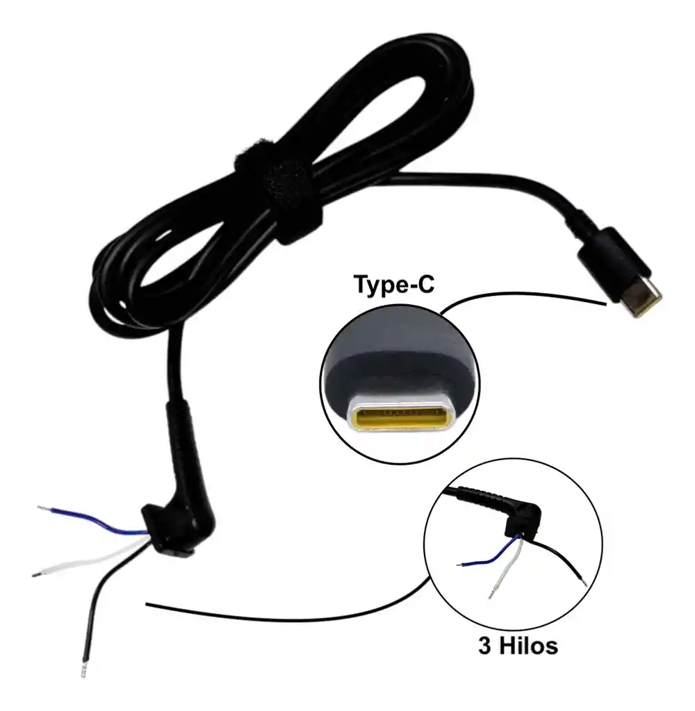 Punta Repuesto Para Cargador Lenovo Type-c De 3 Hilos