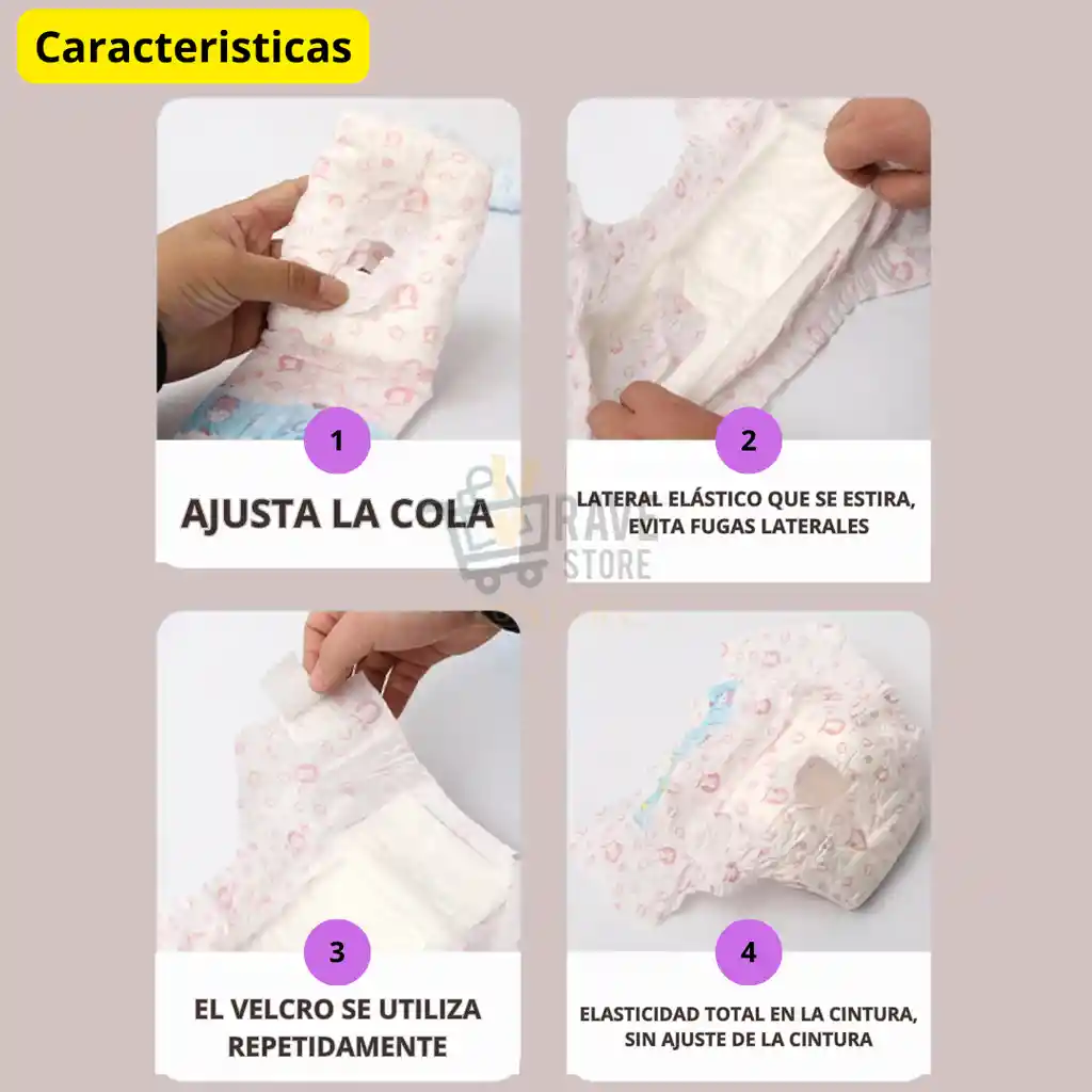 Pañal Desechable Para Mascota Hembra Por 10 Unds Talla S, M,