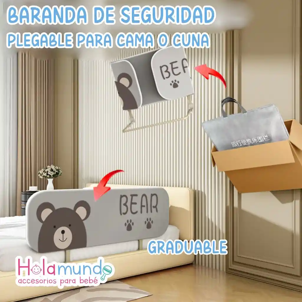 Baranda De Seguridad Plegable Para Cama O Cuna