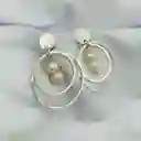 Aretes Argollas De Plata Y Perlas