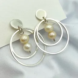 Aretes Argollas De Plata Y Perlas