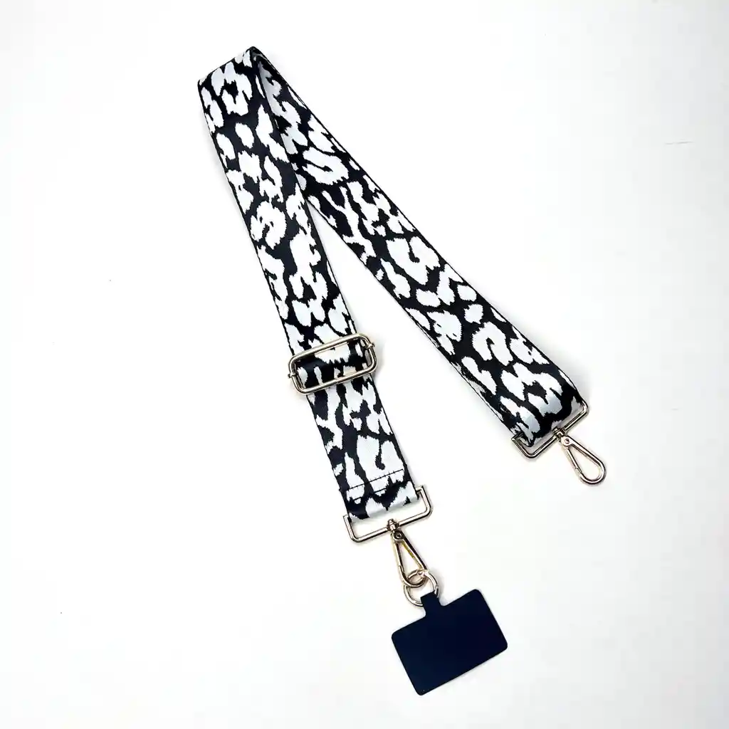 Strap Celular Leopardo Blanco