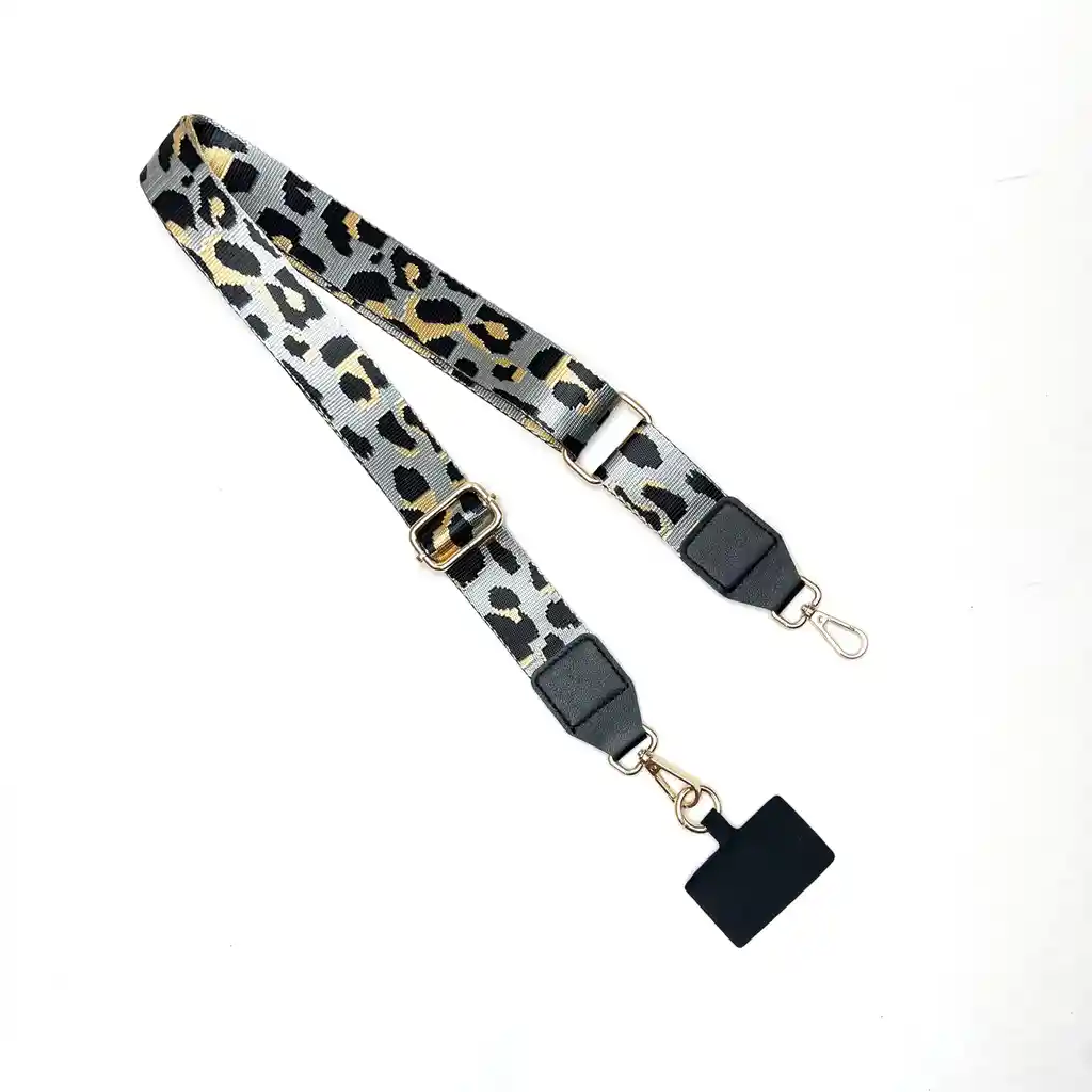 Strap Celular Animal Print Gris/naranja