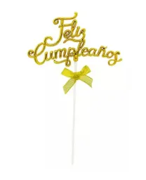 Toper Feliz Cumpleaños Dorado