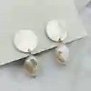 Aretes De Plata Y Perlas Planas