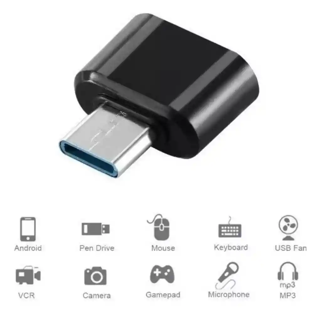 Adaptador Convertidor Usb 3.0 Hembra Otg A Tipo C Usb-c Macho/color Negro