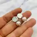 Aretes De Plata Martillada Y Perlas