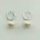 Aretes De Plata Martillada Y Perlas