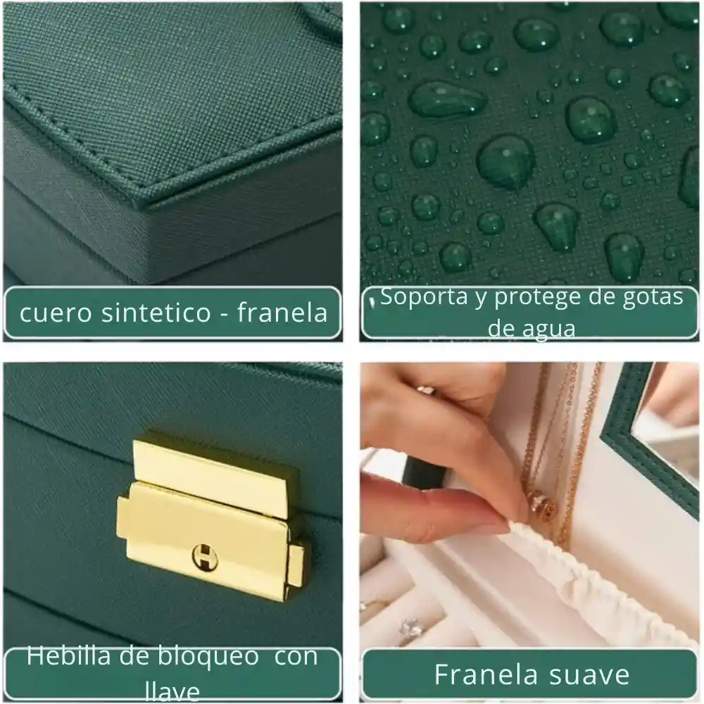Joyero De Lujo Organizador De Joyas 2 Niveles Con Espejo Ideal Con Llave