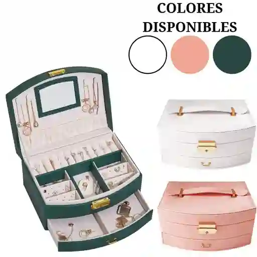 Joyero De Lujo Organizador De Joyas 2 Niveles Con Espejo Ideal Con Llave