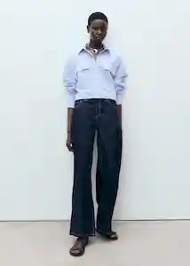 Camisa Maneli Azul Talla L Mujer Mango