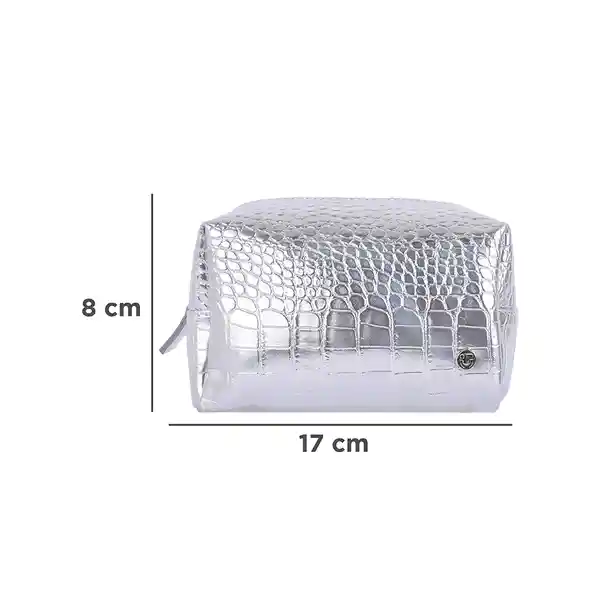 Cosmetiquera Rectangular Piel Cocodrilo Serie Plata Miniso