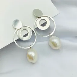 Aretes Argollas De Plata Y Perlas