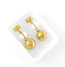 Arete Tipo Topo Redondo Balin 6mm Dorado Con Seguridad