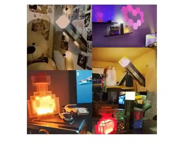 Lampara Minecraft Led 4 Colores Inalámbrica Recargable