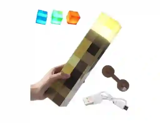 Lampara Minecraft Led 4 Colores Inalámbrica Recargable