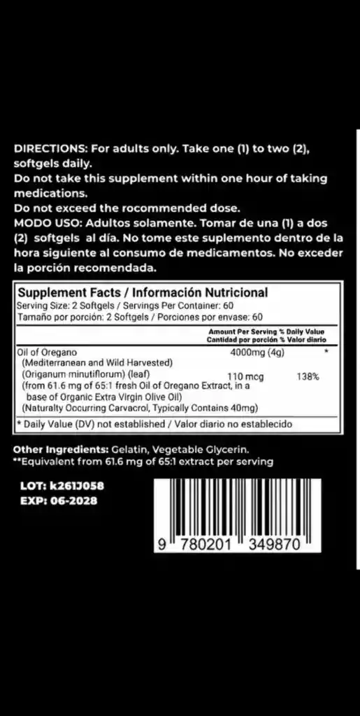 Aceite De Oregano- Capsulas