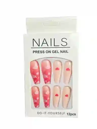 Kit Completo De Uñas Postizas Nails Xucaibeauty Nubes Rosa - Uñas Press On Con Adhesivo - Ref 4