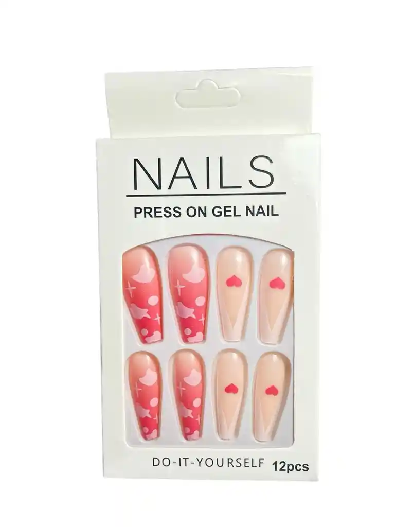 Kit Completo De Uñas Postizas Nails Xucaibeauty Nubes Rosa - Uñas Press On Con Adhesivo - Ref 4