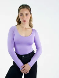 Body Para Mujer Escote Redondo Manga Larga - Tahiti Lila S
