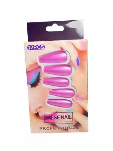 Kit Completo De Uñas Postizas Metalizada Be Your Own Artist Fucsia - Uñas Press On Con Adhesivo - Ref 2