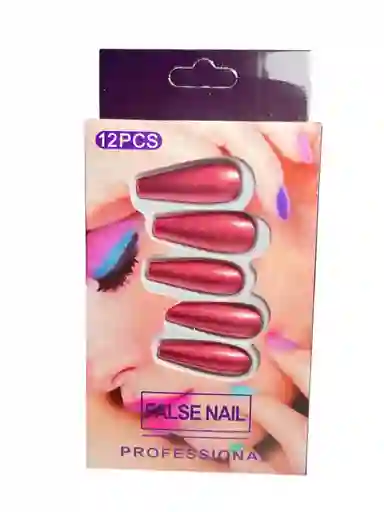Kit Completo De Uñas Postizas Metalizada Be Your Own Artist Rojo - Uñas Press On Con Adhesivo - Ref 4