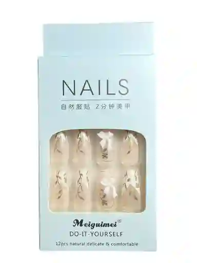 Kit Completo De Uñas Postizas Meguimei Natural Frances - Uñas Press On Con Adhesivo - Ref 5