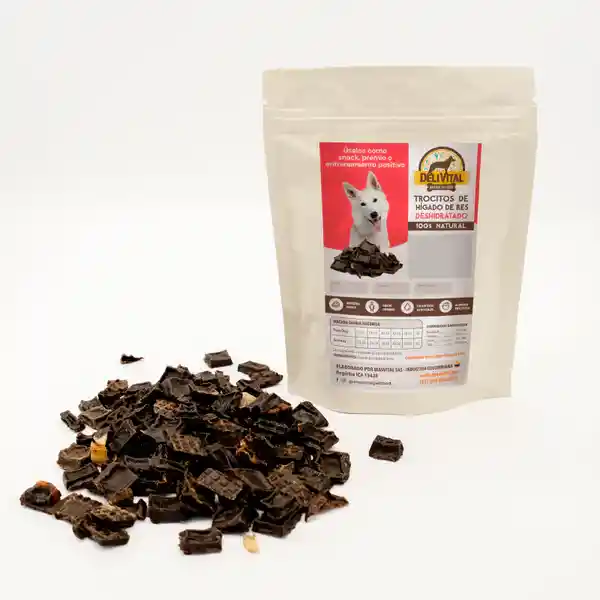 Snack Natural Delivital Hígados Deshidratados De Res 100 Gr