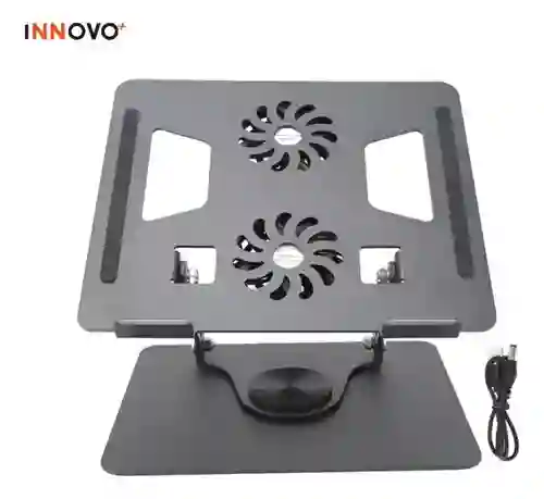 Base Soporte Para Portátil Giratoria 2 Ventiladores Plegable Metálica Yl-906 Innovo Tech