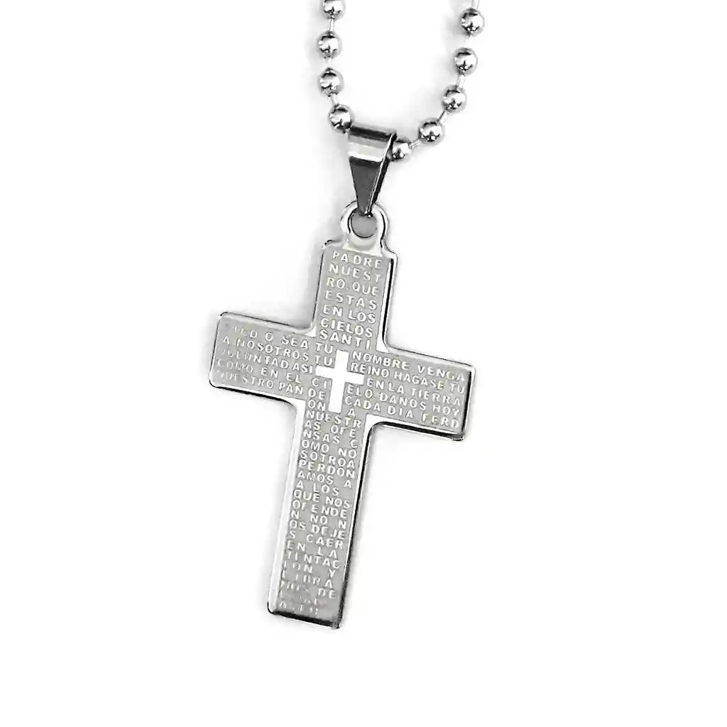 Cadena Cruz Padrenuestro Acero