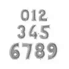 0 Globo Numero Plateado 32"