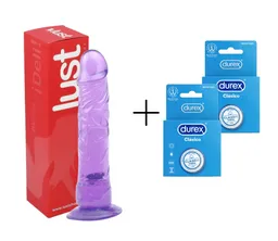Combo Consolador Realista Morado + Durex Clásico