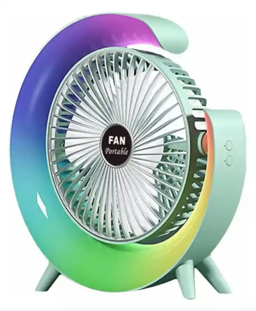 Ventilador Portatil De Escritorio Rgb Led Recargable