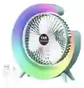Ventilador Portatil De Escritorio Rgb Led Recargable