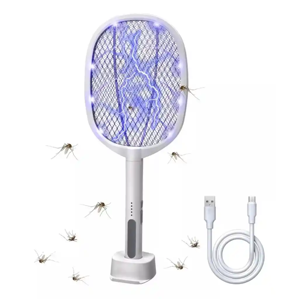 Raqueta Electrica Mata Zancudos Mosquitos Luz Uv Recargable