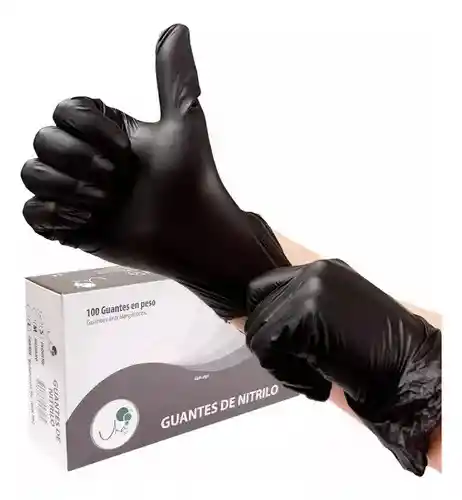 Guantes De Nitrilo 1 Par Talla L Desechables Color Negro