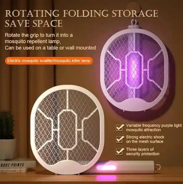 Raqueta Mata Zancudos Recargable Eléctrica Portátil