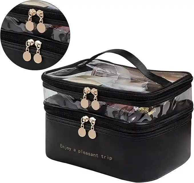 Estuche De Almacenamiento De Maquillaje Con Dos Compartimentos Separados