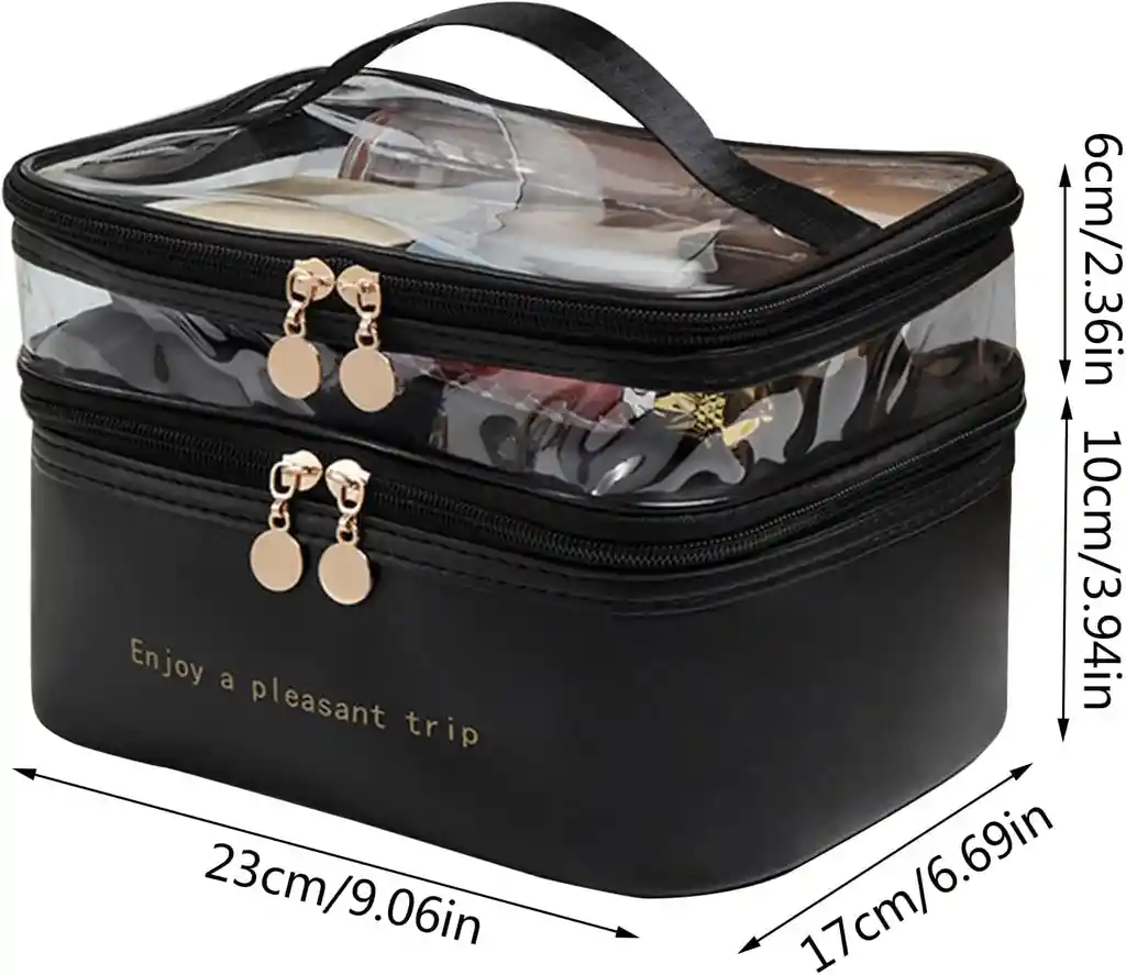 Estuche De Almacenamiento De Maquillaje Con Dos Compartimentos Separados