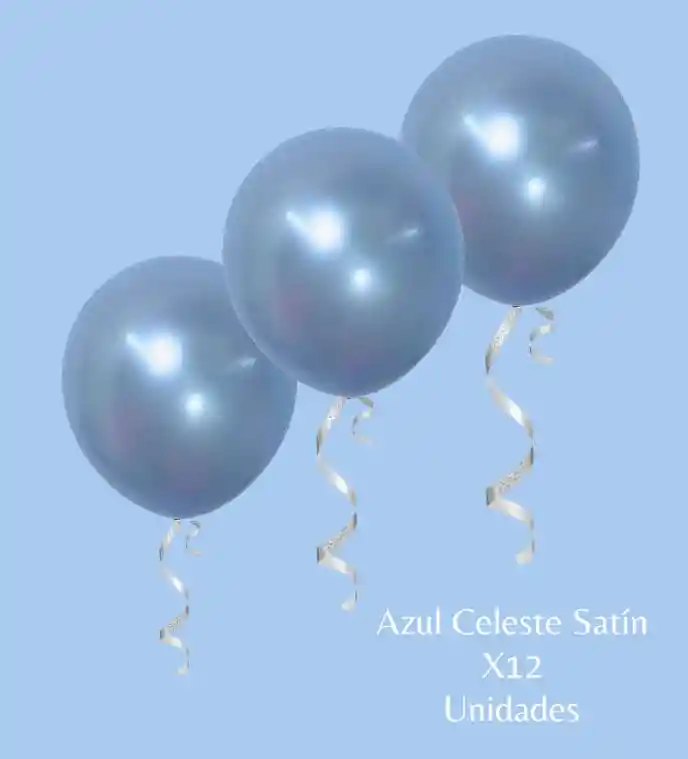 Globo Látex Azul Celeste Satín R12 / 12 Unidades