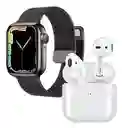 Reloj Watch 8 Sport Gr88 Doble Pulso Imán Negro Con Audifono Innovo Tech