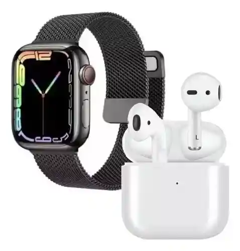 Reloj Watch 8 Sport Gr88 Doble Pulso Imán Negro Con Audifono Innovo Tech