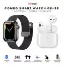 Reloj Watch 8 Sport Gr88 Doble Pulso Imán Negro Con Audifono Innovo Tech
