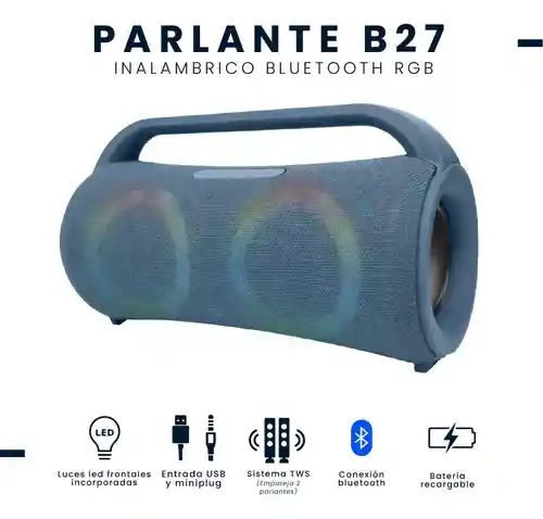 Parlante De Sonido B27 Luz Rgb Wireless Azul Bluetooth Portátil Innovo Tech