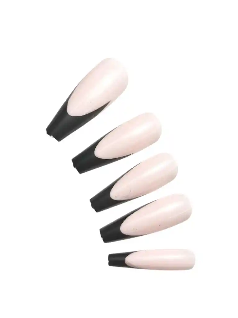 Paquete De Uñas Postizas Jbl Frances Negro - Ref 2