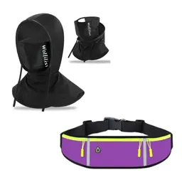 Combo Canguro Running Morado Y Balaclava Para Ciclistas Gorro Protege Filtro Uv