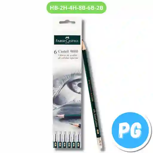 Caja Lapiz Faber Castell Arte X6 Unds Negro Hb-2h-4h-8b-6b-2b