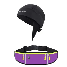 Combo Gorro Para Casco Ciclismo Y Canguro Runing Deportivo Morado
