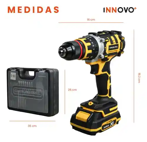 Taladro Inalámbrico Mandril 60v 1/2 Con Kit De Brocas Y Llaves Innovo Tools